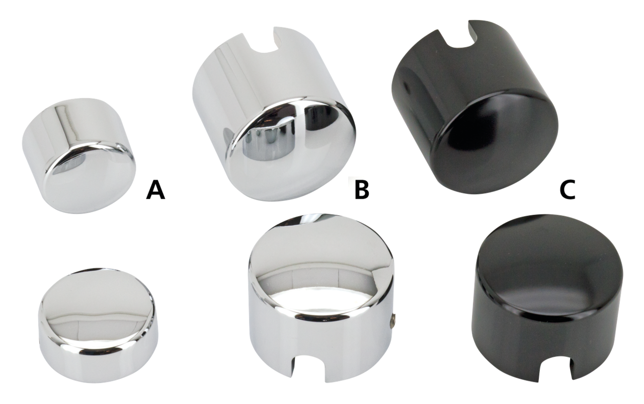 GENUINE ZODIAC CHROME & BLACK REAR AXLE CAPS - view 1 Main image