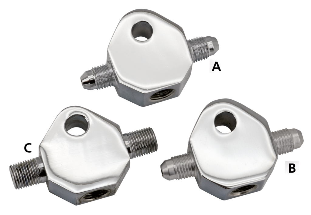 CHROME PLATED CUSTOM BRAKE LINE TEES - view 2