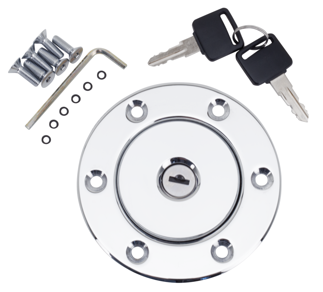 CHROME PLATED AERO-STYLE ALUMINUM GAS CAPS - view 1