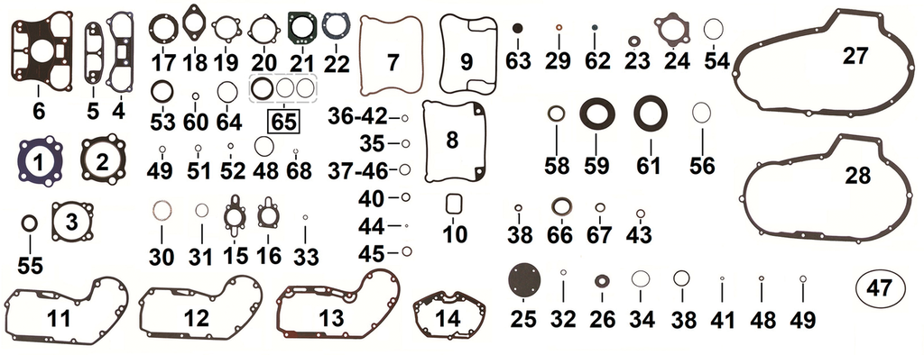 GASKETS, O-RINGS AND SEALS FOR 1986-2003 SPORTSTER AND 1997-2002 BUELL - view 2