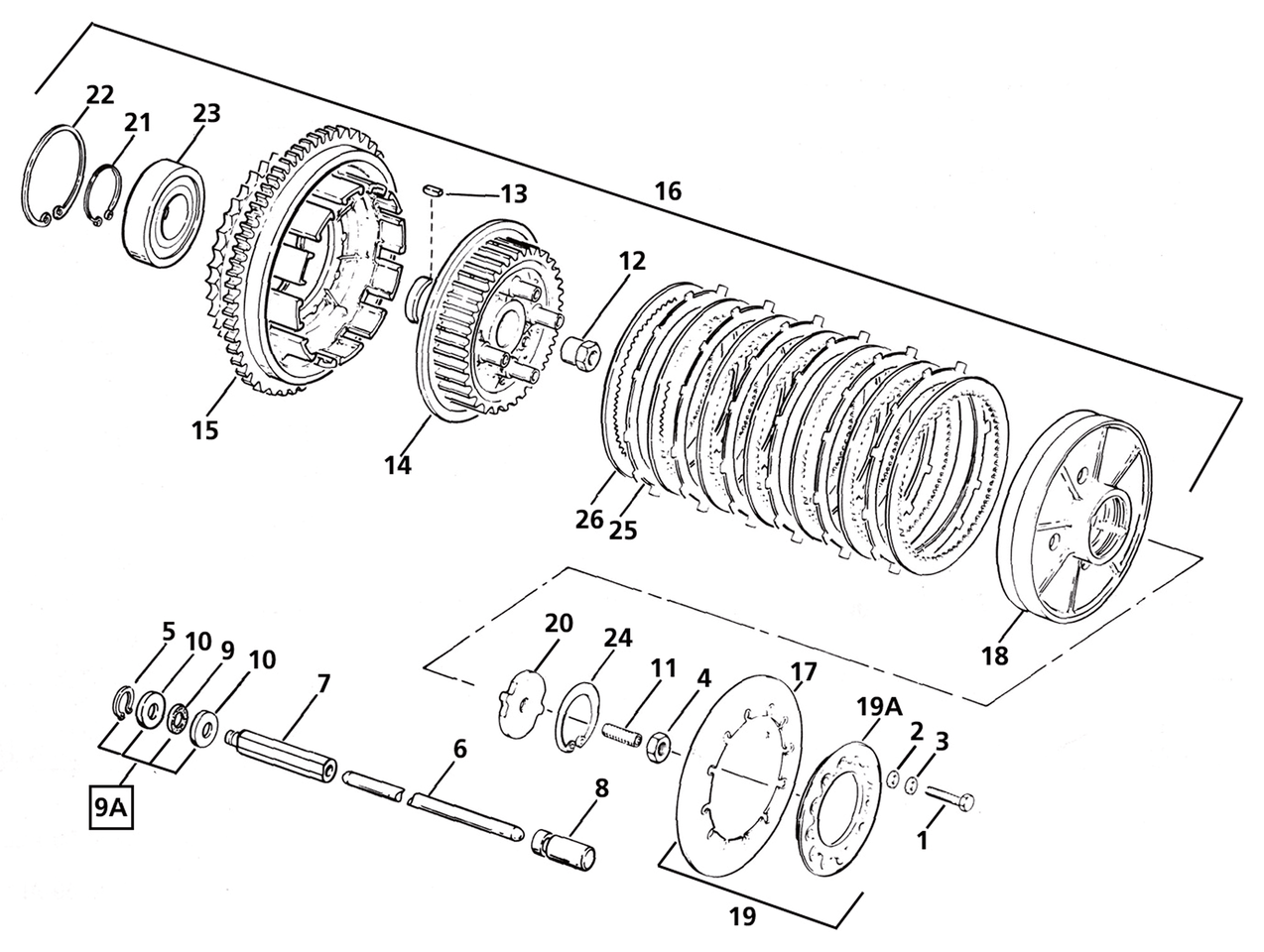 CLUTCH PARTS FOR LATE 1984-1989 BIG TWIN - view 1