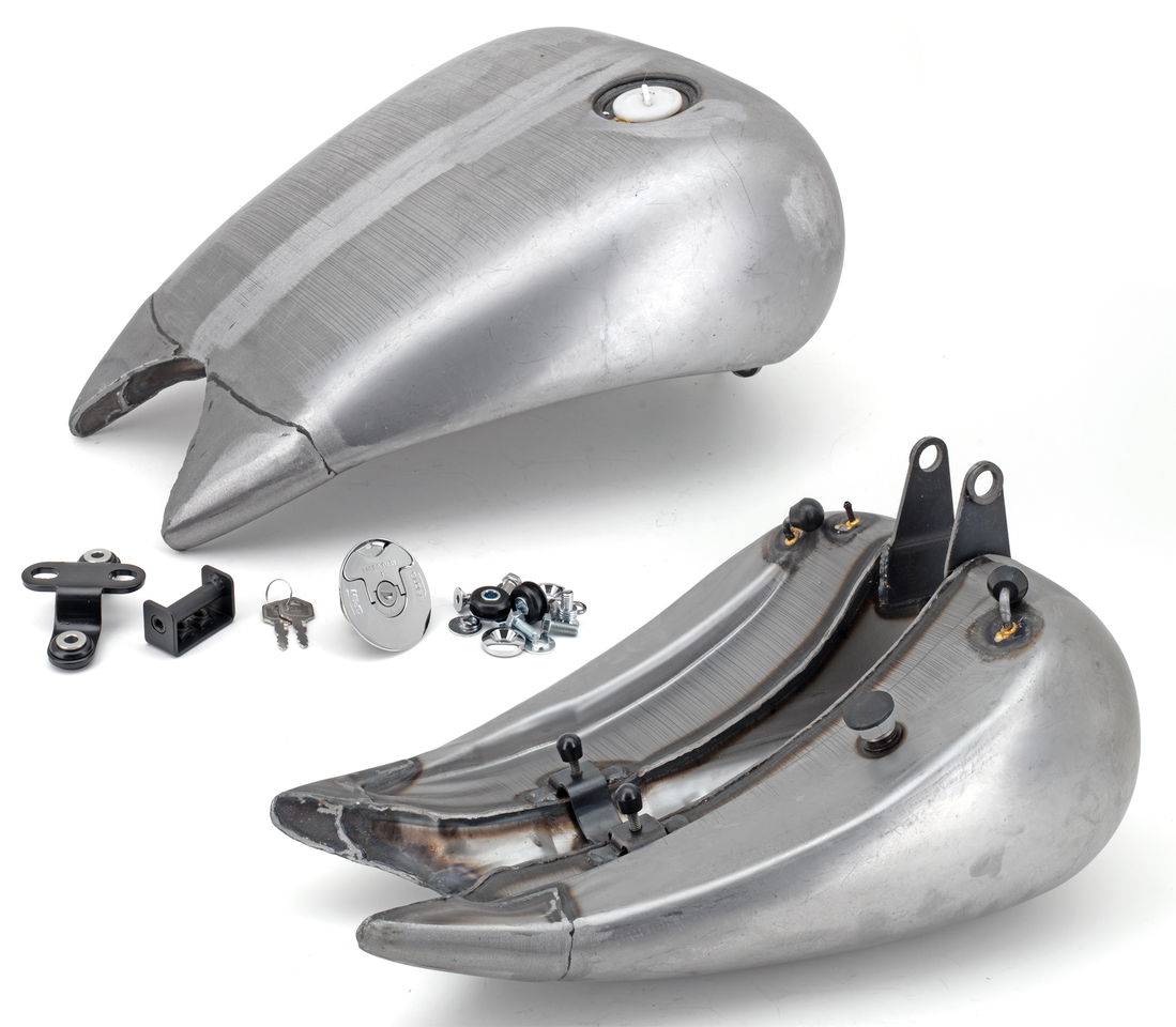 ONE PIECE 4" STRETCHED STEEL SMOOTH TOP GAS TANK FOR SOFTAILS - view 1