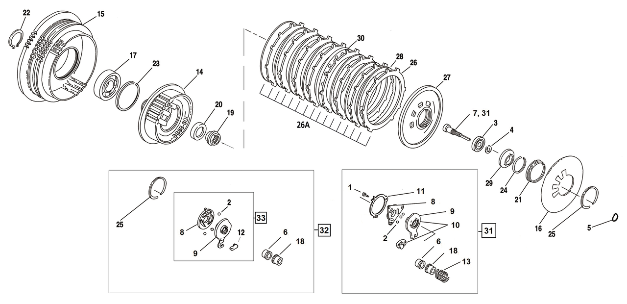 CLUTCH PARTS FOR 1991-2022 EVOLUTION SPORTSTER & AIR COOLED BUELL - view 1 Main image