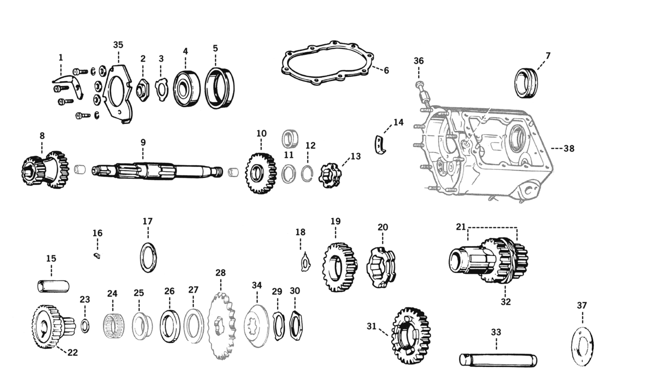 TRANSMISSION GEARS & SHAFTS FOR 4-SPEED BIG TWIN Secondary image