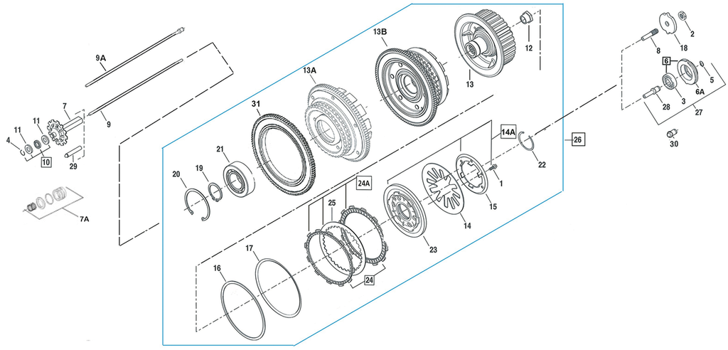 PARTS FOR STANDARD CLUTCH ON 1998-2000 EVOLUTION BIG TWIN & 1999-2017 TWIN CAM - view 2