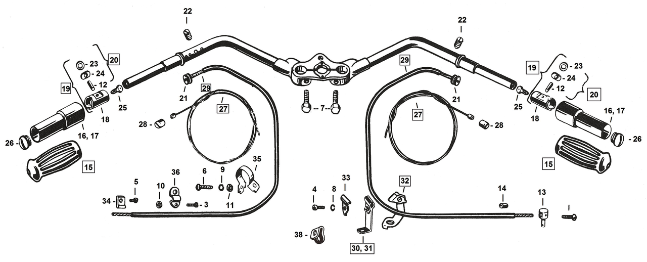 HANDLEBARS AND CONTROLS FOR 1937-1948 SPRINGER FORKS - view 1 Main image