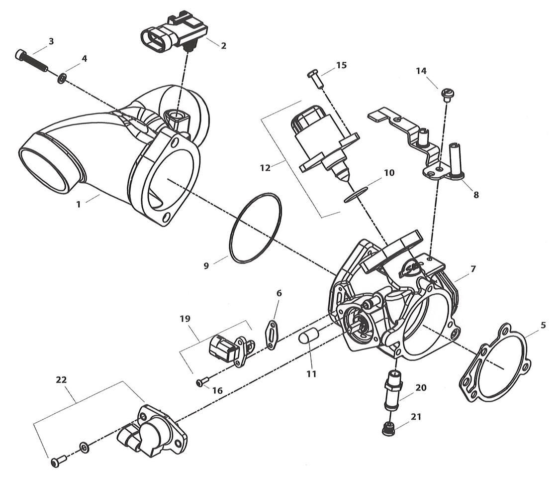 THROTTLE BODY & MANIFOLD FOR X-WEDGE - view 1 Main image