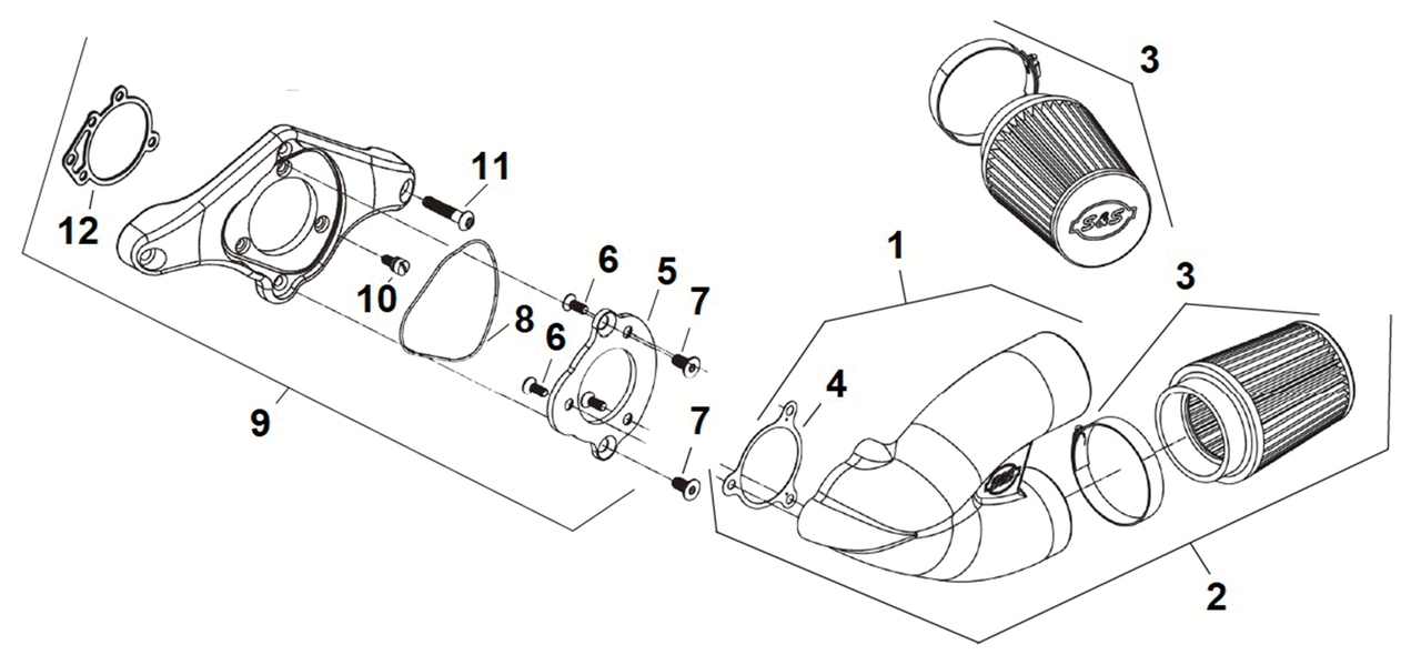 PARTS FOR S&S SINGLE BORE TUNED INDUCTION SYSTEMS - view 1