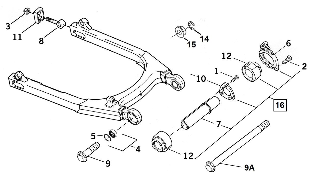 SWINGARM PARTS FOR XL & XR SPORTSTER 2004-2022 - view 1