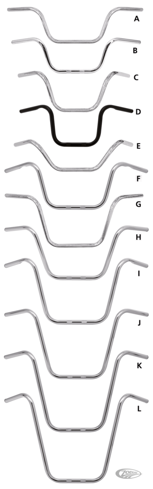 ZODIAC ONE INCH DIAMETER APE HANGER HANDLEBARS - view 1