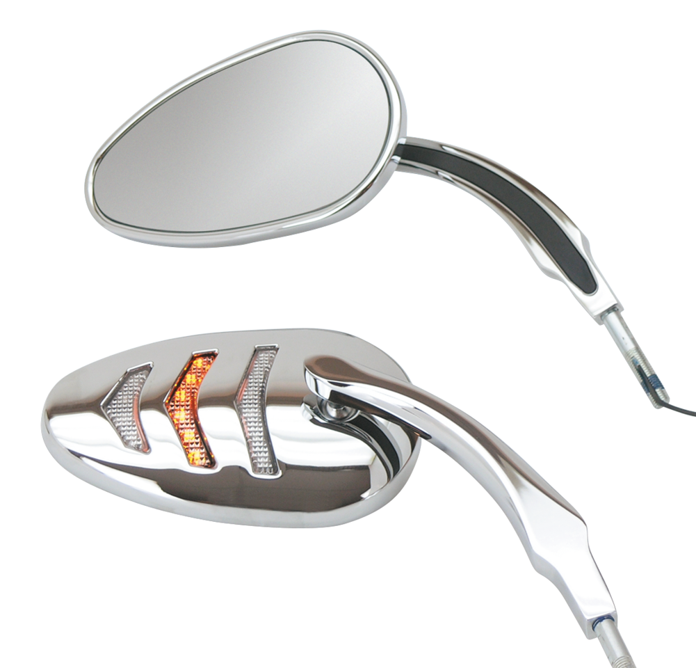 CHROME "DETONATOR" MIRRORS WITH BUILT-IN LED LIGHTS - view 1 Main image