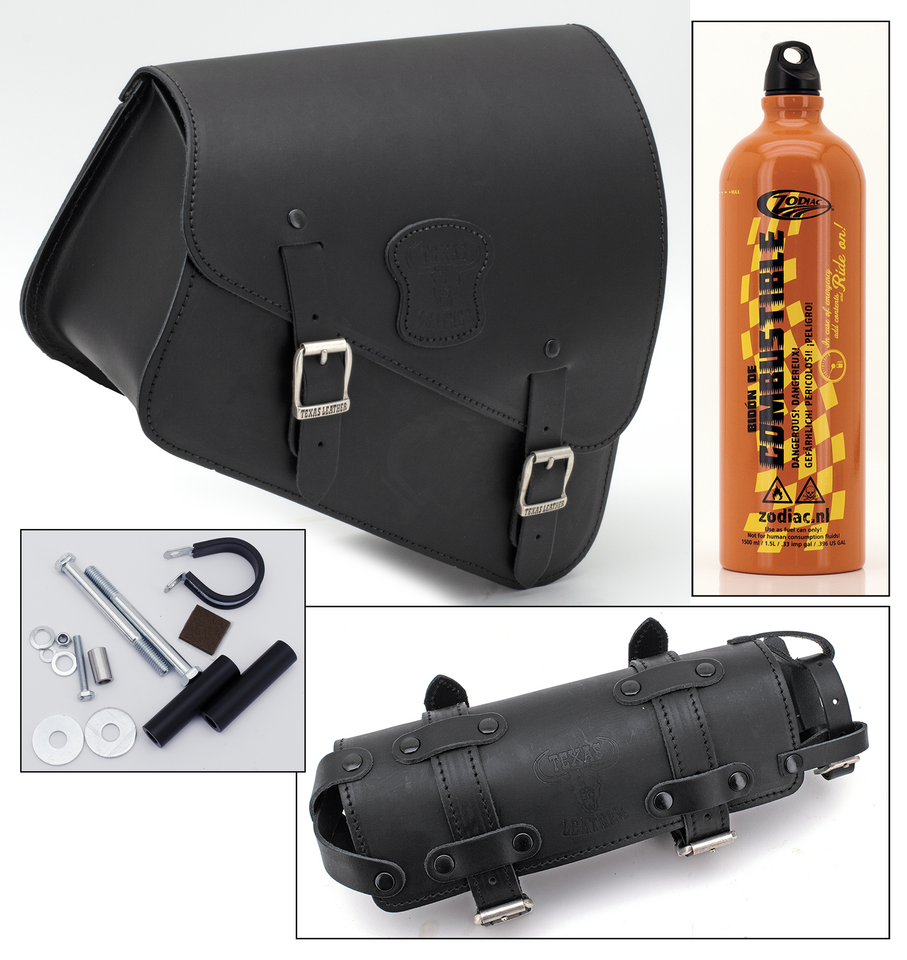TEXAS LEATHER SPORTSTER FRAME BAG WITH BOTTLE HOLDER - view 1 Main image