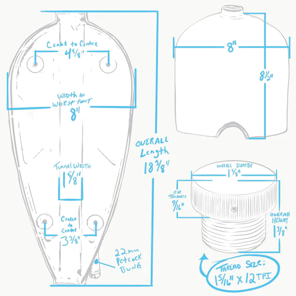 LOWBROW CUSTOMS NARROW SPORTY FRISCO GAS TANK - view 2