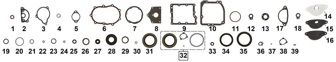 TRANSMISSION GASKET & SEALS FOR 1936-1986 4 SPEED BIG TWIN - view 1 Main image