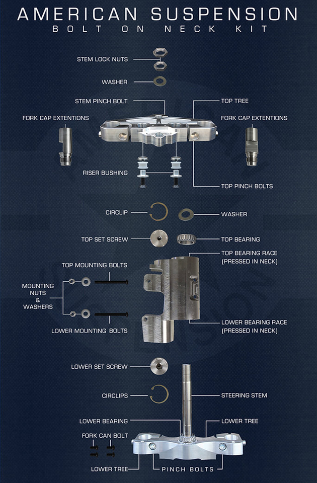 AMERICAN SUSPENSION BOLT-ON NECK KITS FOR TOURING - view 3