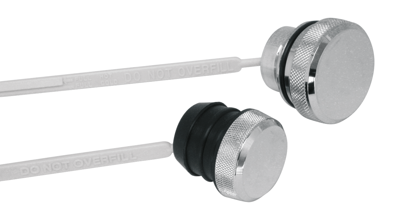 CHROME OIL TANK PLUGS WITH DIPSTICK - view 1