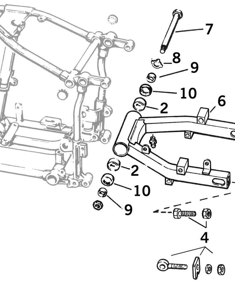 SWINGARM PARTS FOR 4-SPEED BIG TWIN 1958-1986 EXCEPT SOFTAIL - view 2